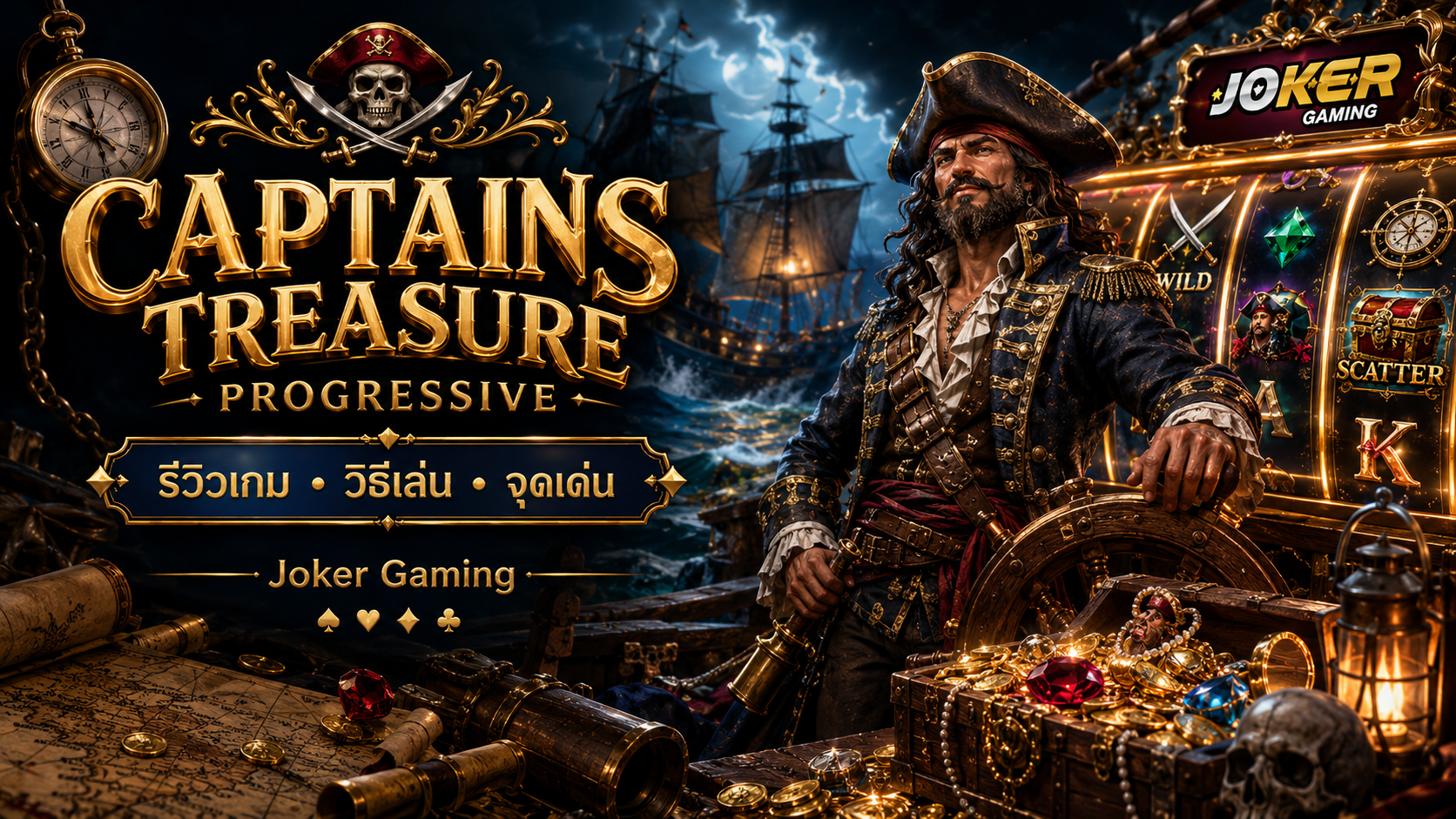 ภาพรีวิวเกม Captains Treasure Progressive บน Joker Gaming