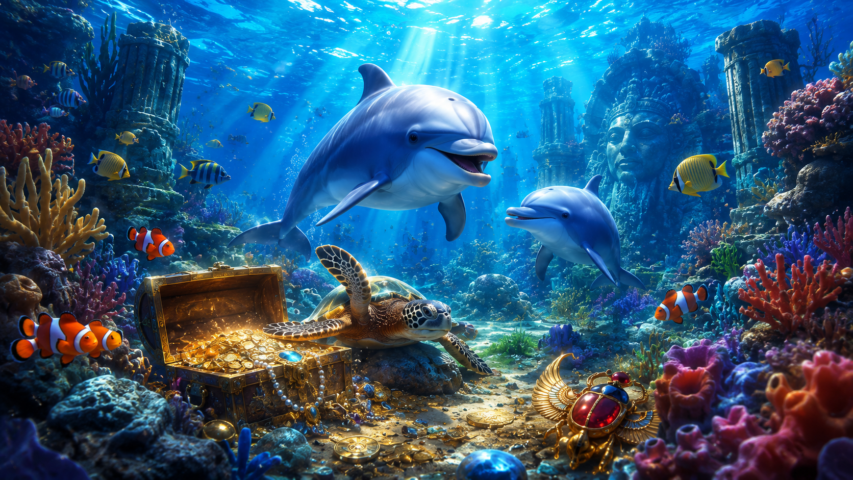 ภาพรีวิวเกม Dolphin Reef บน Joker Gaming