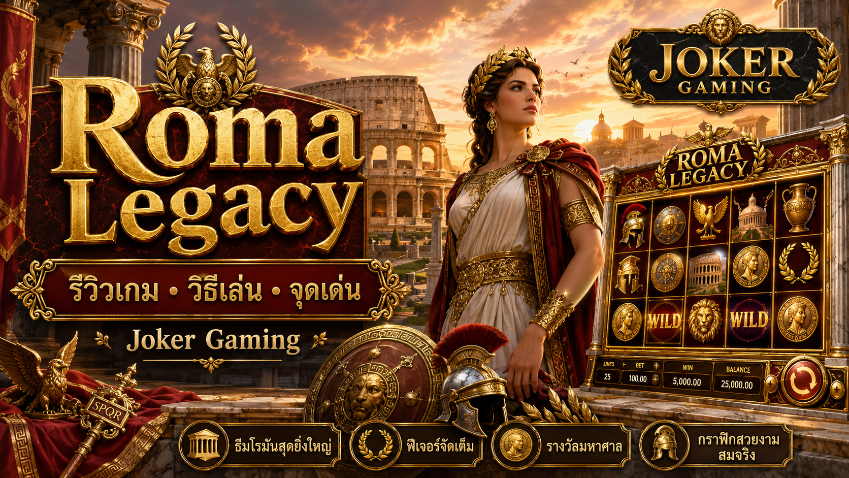 ภาพรีวิวเกม Roma Legacy บน Joker Gaming